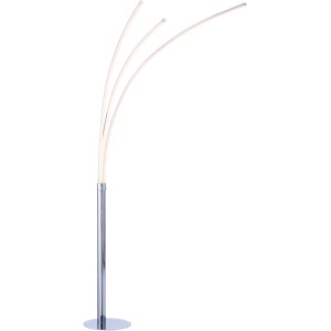 Modern, króm Maja LED állólámpa, 215 cm magas, három ívelt világító elemmel.