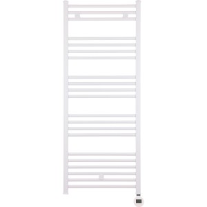 Fehér elektromos fürdőszobai radiátor Winterberg, 600 W, 120x60 cm. Radiátor vízszintes fűtőrudakkal.