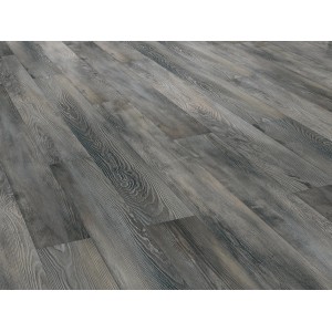 Comfort fenyő Genova laminált padló, 7 mm vastag, faerezetes szürke-barna színben.