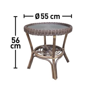 Kerek rattan asztal teraszra és erkélyre, Ø 55 cm.