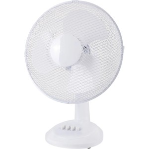 Fehér CMI asztali ventilátor, Ø 30 cm, védőráccsal és három sebességfokozattal.