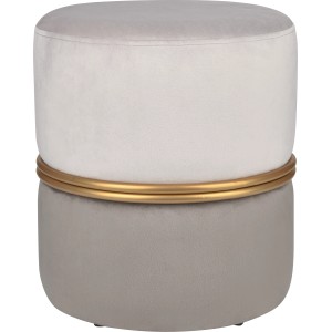 Modern, világos és sötétszürke puff arany szegéllyel, bársony hatású, Ø 36 cm.