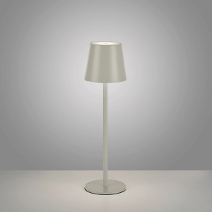 Greige színű Euria LED akkus asztali lámpa, 37 cm magas. Dimmelhető asztali lámpa beltéri és kültéri használatra.