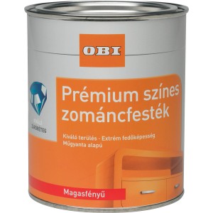 OBI Premium fényes zománcfesték elefántcsont színben, 750 ml-es doboz.