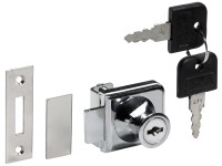 Üvegajtó zár cilinderes 18 mm nikkelezett Üvegajtó zár cilinderes 18 mm nikkelezett