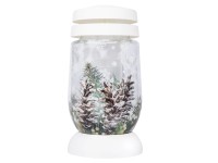 Műanyag tetejű és talpú sleeve fóliás fenyőtobozos mintás üvegmécses Műanyag tetejű és talpú sleeve fóliás fenyőtobozos mintás üvegmécses