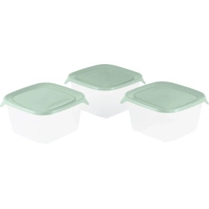Curver "Fresh&Go" szögletes ételtartó szett 3x1,2 l - átlátszó/ zöld