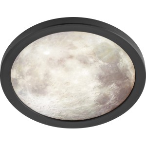 Kerek LED mennyezeti lámpa Lunano Ø 19 cm hold dizájnnal és fekete kerettel.