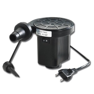 Fekete Power elektromos légszivattyú adapterekkel és kábellel a gyors felfújáshoz.