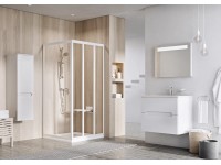 Zuhanyajtó ASDP3-90+fixfal APSS-90 szett fehér+Átlátszó