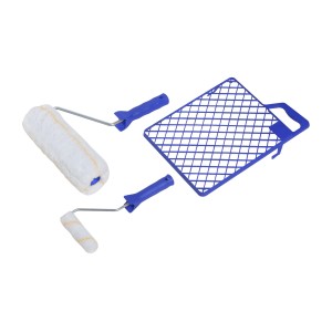 LUX 3 részes festőhenger készlet: festőhengerek (25 cm, 10 cm) és lehúzó rács.
