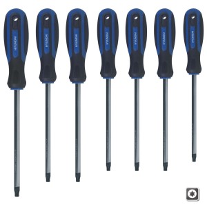 7 részes Torx csavarhúzó készlet kék-fekete nyéllel.