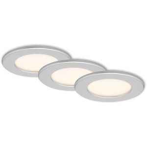 Brilo LED süllyesztett lámpa Thin 3 részes készlet, króm-matt. Süllyesztett spotlámpa fürdőszobába és nappaliba.