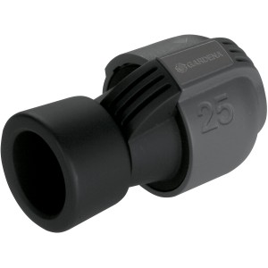 Gardena 25 mm x 25 mm-es csatlakozó sprinkler rendszerekhez. Biztonságos csőcsatlakozás belső menettel.