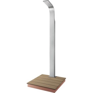 Rozsdamentes acél kültéri zuhanypanel, 224 cm magas, fejzuhannyal a frissítő kerti zuhanyozáshoz.