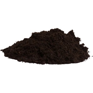 Közelkép a Compo Sana Rhododendron földről, 20 literes zsák tartalma, sötét föld.