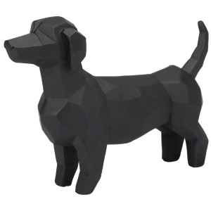 Dekoratív kutya figura, 21 cm, fekete színben. Modern dekoráció állatbarátoknak.