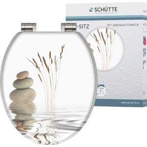 Schütte WC ülőke Balance fa maggal és lecsapódásgátlóval, kövek/fű motívum