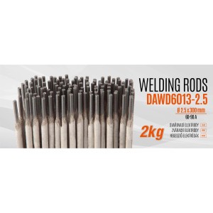 t.b.t. Hegesztő elektródák DAWD6013-2.5, 2.5x300mm, 2kg, hegesztőgép tartozékok.