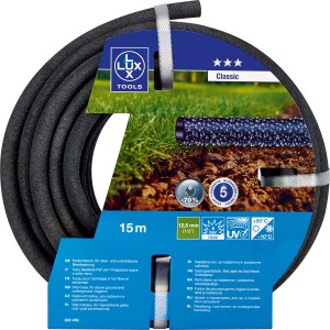 LUX Classic 13 mm, 15 m gyöngyöző öntözőtömlő kerti öntözéshez, föld feletti és alatti.