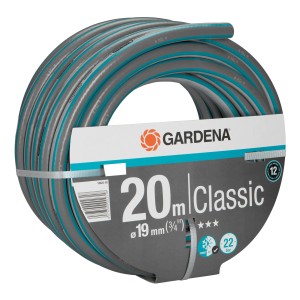 Gardena Classic kerti tömlő, 20 m, 19 mm (3/4 hüvelyk), szürke kék csíkkal.