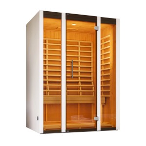 Weka Osby 1 infraszauna üvegfronttal és wekaTherm sugárzó panelekkel. Elegáns fehér design.