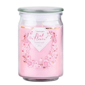 Emocio Glass Illatgyertya üvegfedéllel 93 mm x 142 mm Pink Flower