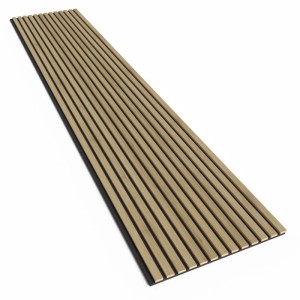 Denpanels Sötét tölgy akusztikus panel fekete filccel, 240x52cm a hangcsökkentéshez.