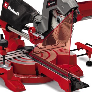 Einhell TC-SM 216 húzható gérvágó fűrész, piros/szürke, lézerrel a pontos vágásokhoz.