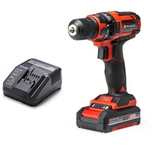 Einhell TC-CD 18/35 Li Power X-Change akkus fúró-csavarozó akkumulátorral és töltővel. Piros-fekete design.