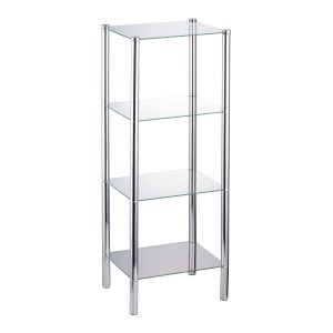 Maupiti üvegpolc 4 króm és üveg polccal, 104 cm magas.