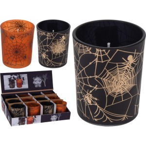 t.b.t. Mécsestartó pókháló mintával, Halloween dekoráció.