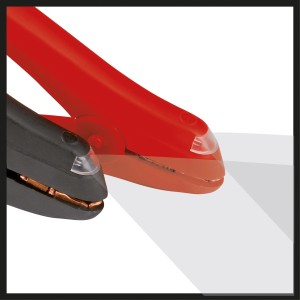 Einhell BT-BO 25/1 A LED SP bikakábel piros-fekete, teljesen szigetelt csipeszekkel és LED világítással.