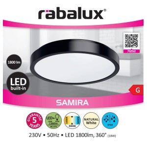 Fekete LED mennyezeti lámpa a Rabaluxtól, Samira modell.