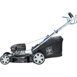 LUX-TOOLS B-RM-51-A B benzines fűnyíró 51 cm-es vágószélességgel és fűgyűjtővel.