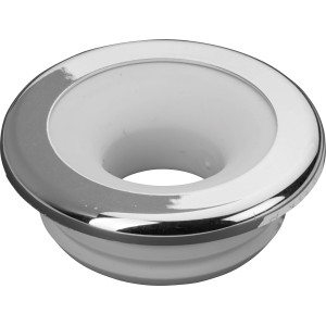 Fehér öblítőcső csatlakozó króm rozettával, WC kerámiához, 48 mm átmérő.