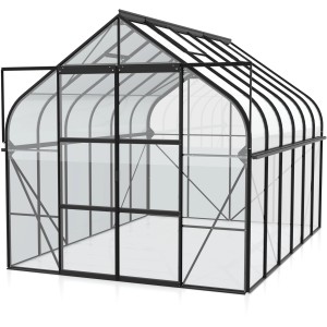 Vitavia Diana 9900 ESG 3 mm fekete üvegház dupla tolóajtóval és tetőablakokkal.