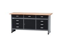 Küpper munkapad egyajtós 9 fiókkal 84 cm x 170 cm x 60 cm fekete-világosszürke