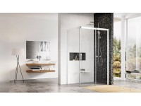 Egyedi méretű zuhanyajtó fix oldalfal MSDPS balos 150x90x195 fehér + átlátszó