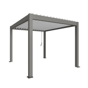 Biohort Pergola 3x3,5 m kvarc fehér színben: Modern teraszfedés állítható lamellákkal.