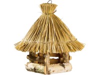 Madáretető ház szalmatetővel kerek