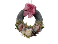 Adventi ajtódísz 23 cm szőrmével bevont