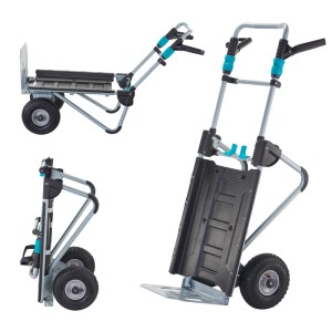 wolfcraft Szállítórendszer TS 2500: 2 az 1-ben molnárkocsi és tolókocsi, összecsukható. Robusztus a rugalmas szállításhoz.