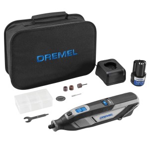 Dremel 8240 akkus multifunkcionális szerszámkészlet táskával, akkumulátorral, töltővel és tartozékokkal.
