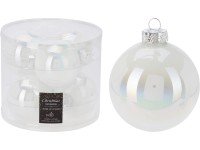 Üveg Karácsonyi gömb szett fehér 8 cm