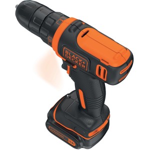 Black+Decker BDCDD12 akkus fúró-csavarozó 1,5 Ah akkumulátorral, fekete-narancs.