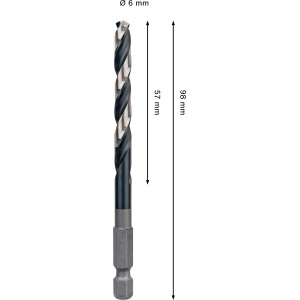 Bosch Spiral Drill Pro Metal HSS-G Impact, 6 mm, ezüstszínű. Fémfúró hatszögletű szárral.