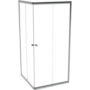 Sanotechnik sarok zuhanykabin 90x90x190 cm króm profilokkal és tolóajtókkal.