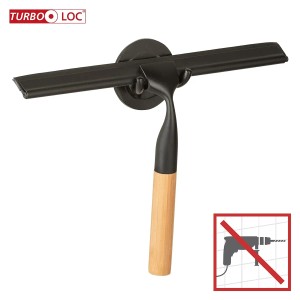 WENKO Bambusa fürdőszobai ablaktörlő Turbo-Loc®-kal: Rozsdamentes acél ablaktörlő bambusz fogantyúval és ragasztós rögzítéssel.