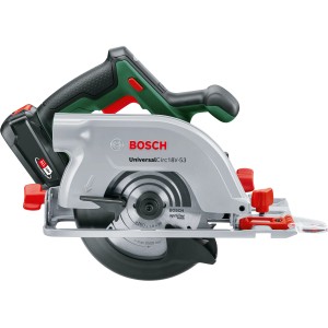 Bosch UniversalCirc 18V-53 akkus körfűrész akkumulátorral, precíz favágásokhoz.